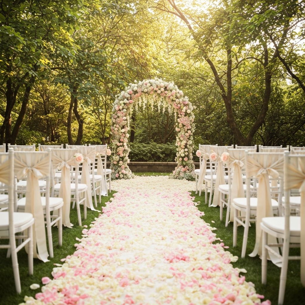 Elegant outdoor garden wedding ceremony
